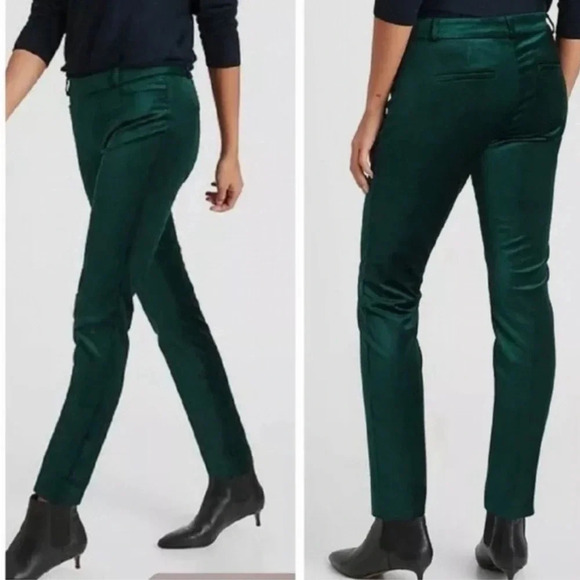 NWT Banana Republic Sz 18 Modern Sloan Stretch Dark Teal Velvet Slim Ankle Pants - Picture 1 of 15